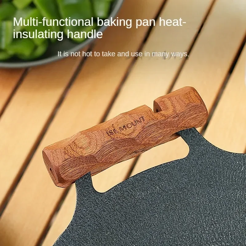 1-8PCS Multi-purpose Grill Pan Handle Wooden Handle Thermal Insulated Outdoor Camping Grill Pan Holder Barbecue Tool