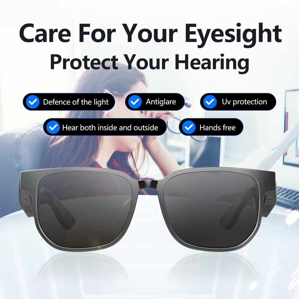 New Smart Glasses Wireless Earphones Bluetooth 5.1 Sunglasses Outdoor Drive Sport Hands-Free Calling Music Anti-Blue Eyeglasses
