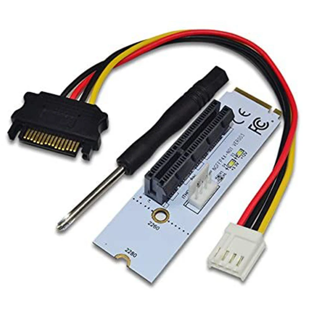 

Переходная карта NGFF M.2-PCI-E 4X, адаптер M2 Key M-PCIe X4 со стандартным индикатором напряжения для майнинга биткоинов ETH