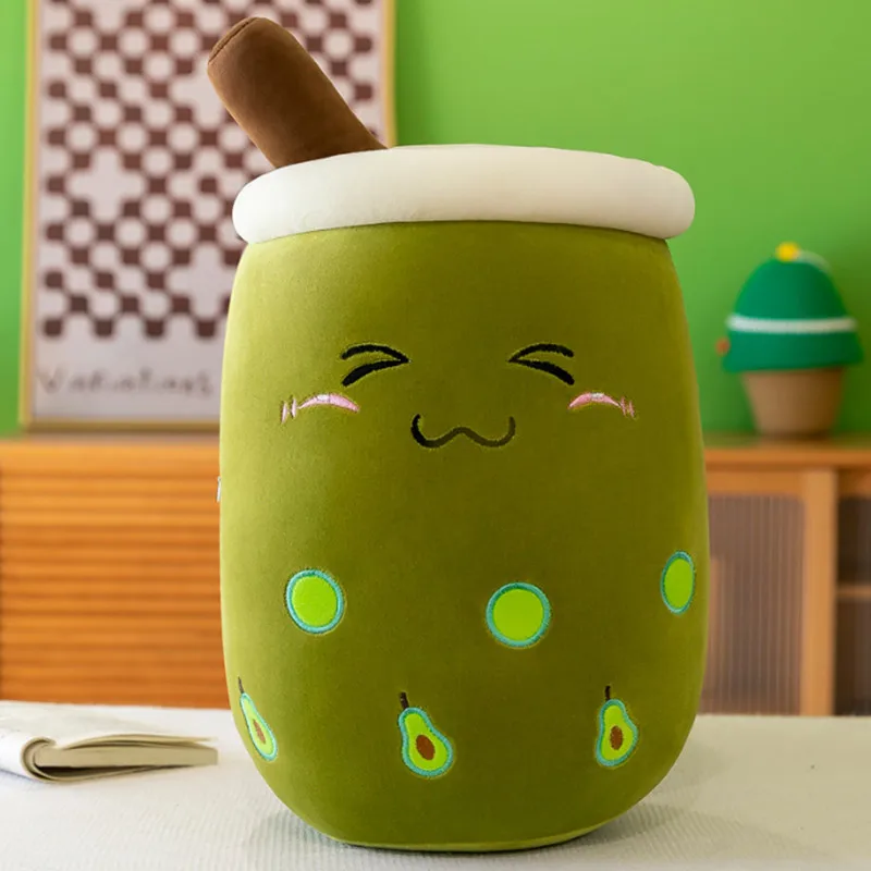 22-25cm Cuddly Bubble Tea Plushies Squishy Pearls Milk Tea Boba Peluche Ice Cream Fruits Juice Drink Bottle Prop Decor Gift