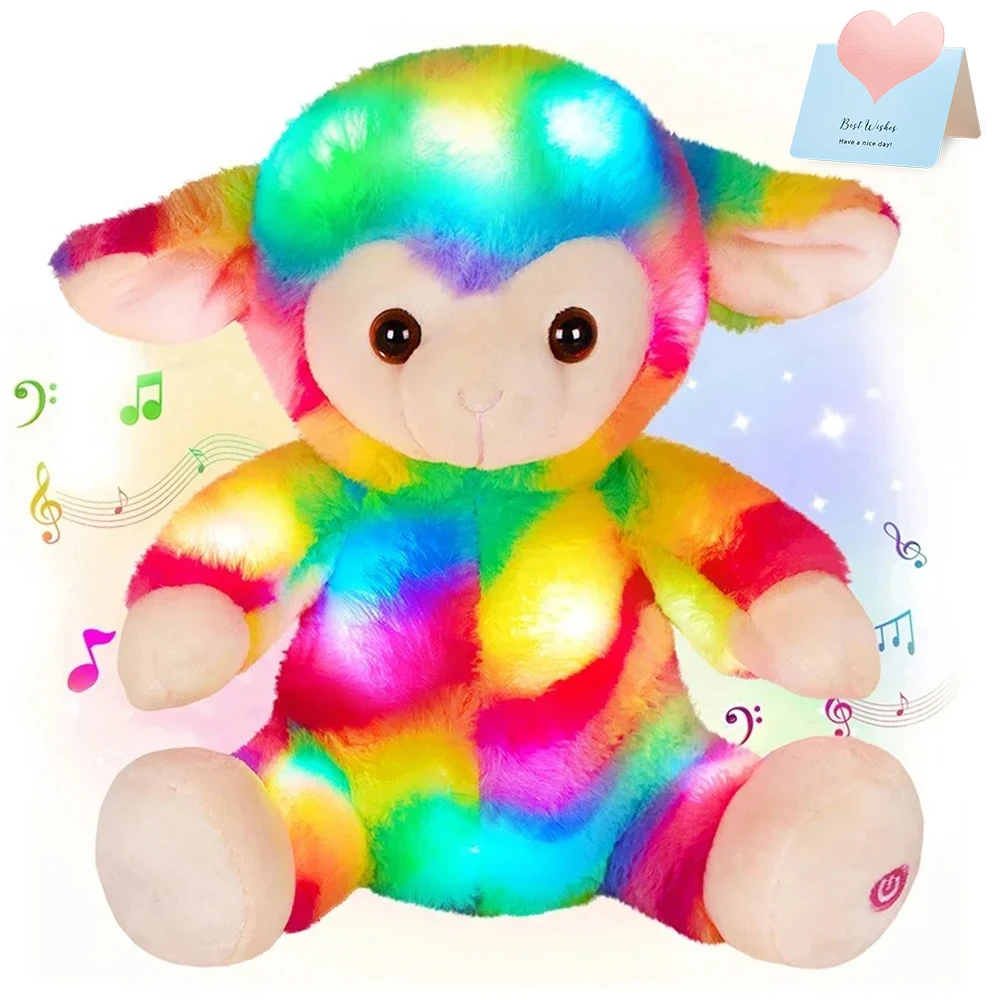 Plush Toys 26cm LED Glowing Rainbow Sheep Stuffed Animals for Girls