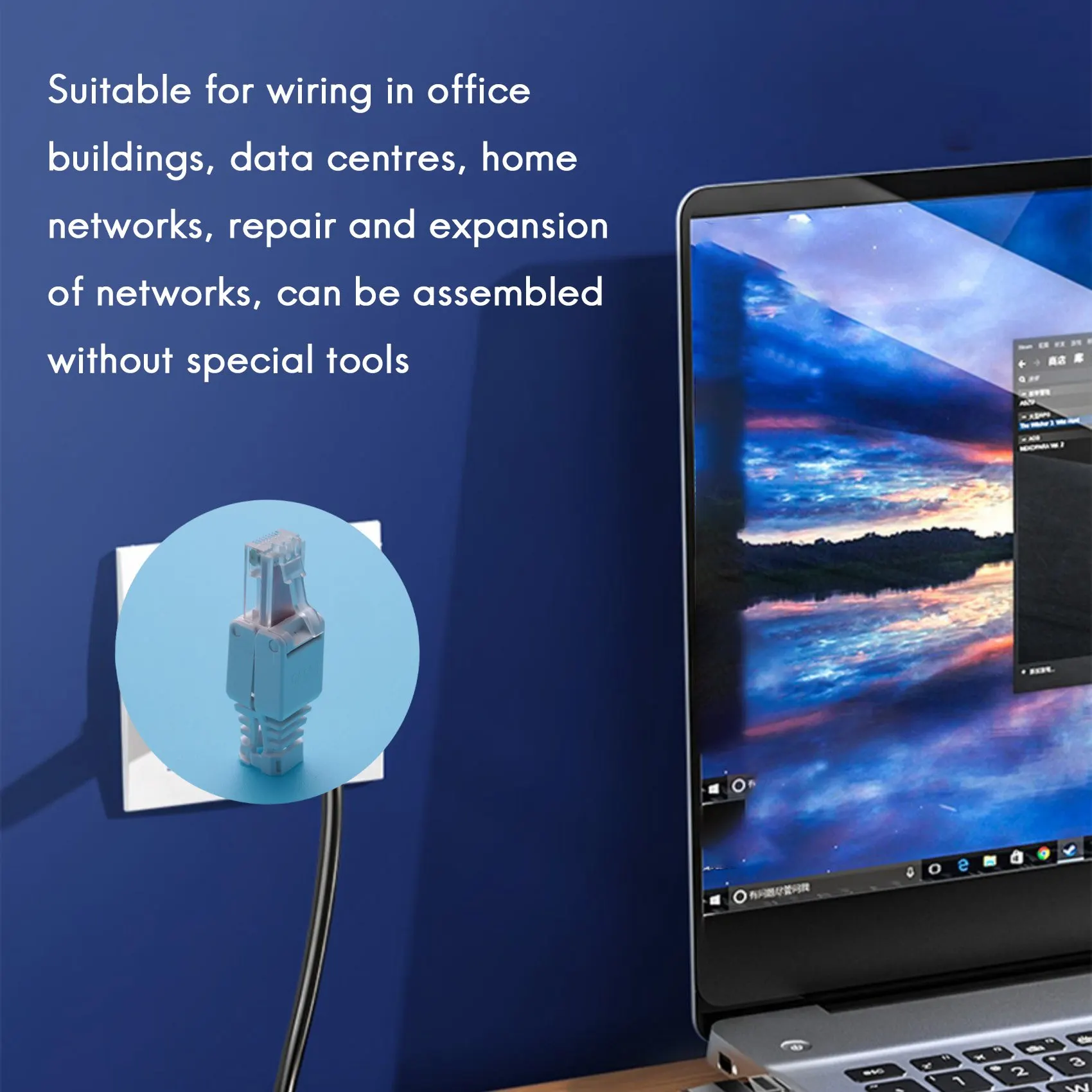 

10 x Network Connectors Tool-Free RJ45 CAT6 LAN UTP Cable Plug Without Tools Cat5 Cat7 Installation Cable Patch Cable