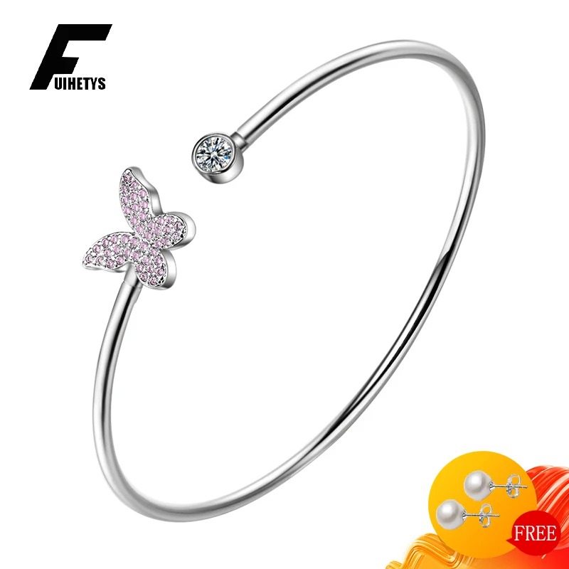Trendy Bracelet 925 Silver Jewelry with Zironc Gemstone Butterfly Shape Bracelets Accessories for Women Wedding Party Engagement