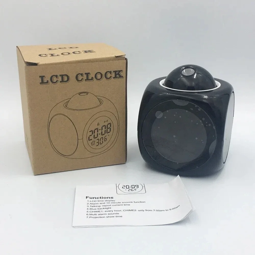 Projection Alarm Clock 1PCS Projection Alarm Clock Ceiling Display Snooze Desk Table Clock Voice Multifunction Digital Temperature