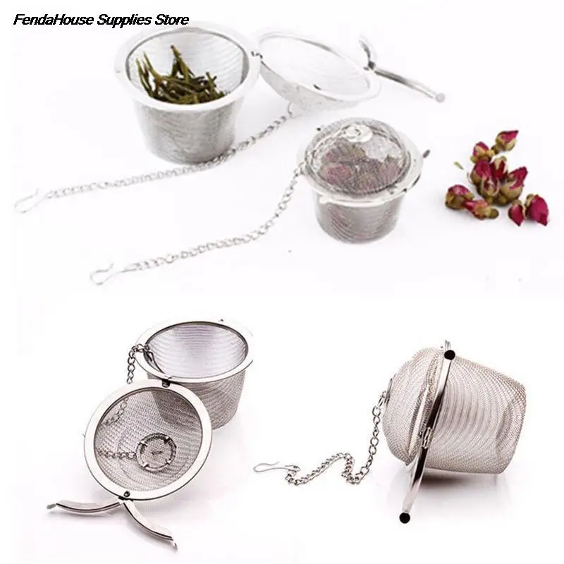 Description Picture 2 of item45/65/85/110mm Silver Reusable Stainless Mesh Herbal Ball Tea Spice Strainer Teakettle Locking Tea Filter Infuser Spic