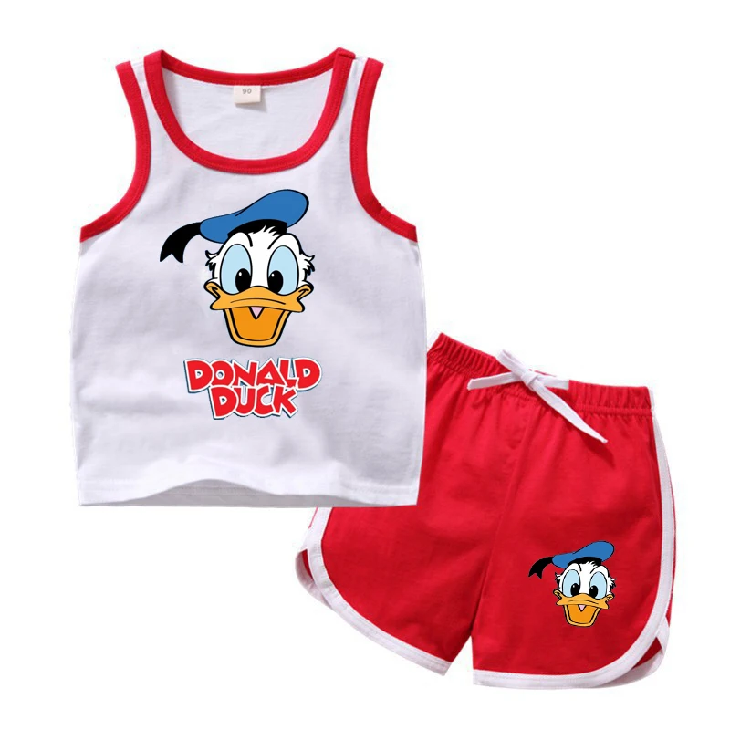 Children 2-piece Suit Baby Boy Summer New Mickey Mouse Cartoon Pattern Baby Boy T-shirt+shorts Girl Boy Minnie Set Red Blue cute baby suit Clothing Sets