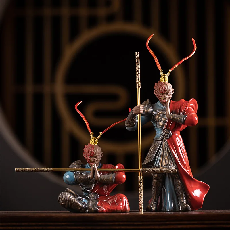 0019 Handmade Devil or Angel Monkey King Ceramic Ornaments Living Room Bedroom Desktop Decorations Creative Gifts Souvenirs