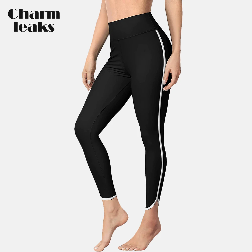 Charmleaks Women Swimming Pants UPF 50+ High Waist Side Splits Quick