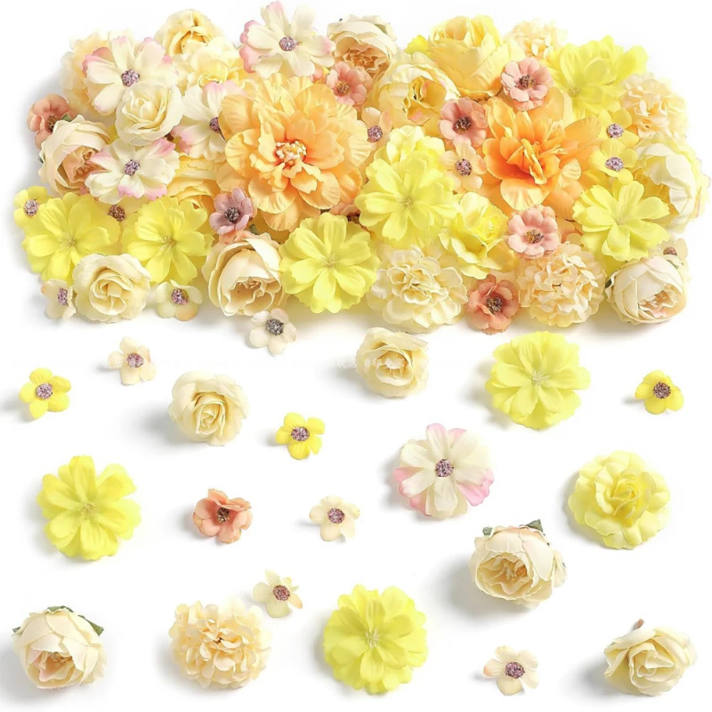 20 Stück 4cm Seidenrosen Künstliche Gänseblümchen-Blütenköpfe für Bastelarbeiten, Kränze, Hochzeitsdekoration, DIY Tisch- und Heimdekoration, Schreibtisch-Requisiten, Kunstblumen – Detail 7