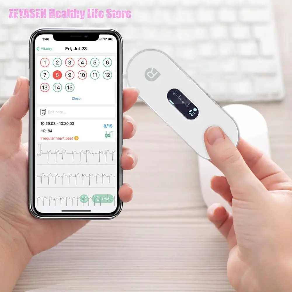 Zeyasen Holter Ecg Monitor Oled Bluetooth Ekg Cardiaco Heart Monitoring Wearable Electrocardiograma Unlimited Data Storage Share