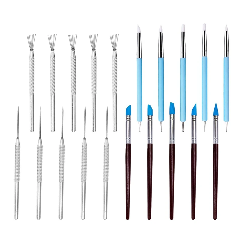 20Pcs Clay Needle Tools Silicone Clay Sculpting Tool Pottery Craft DIY Handicraft