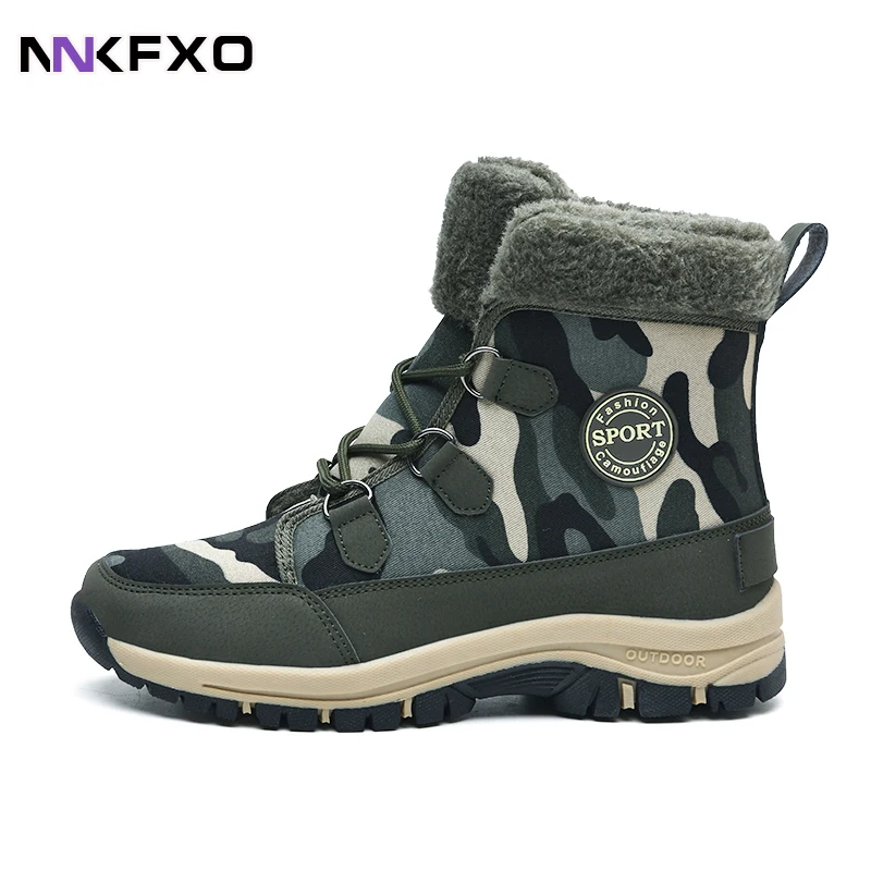 

Women's Camouflage Snow Boots Front Lace-up Ankel Boots Wear-resistant Rubber Sole Boots Winter Plush Cotton-padded Shoes QB589