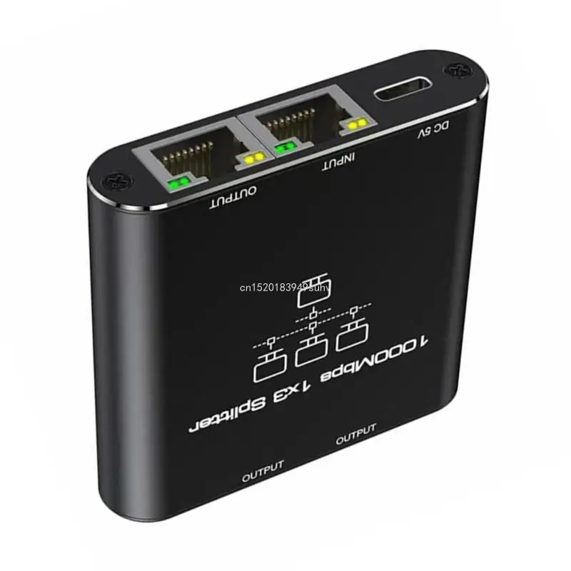 3 Port Gigabit Networking Splitter Hub, Fast Speed 1000Mbps Data Transfer Splitter for Computers and Gaming Consoles