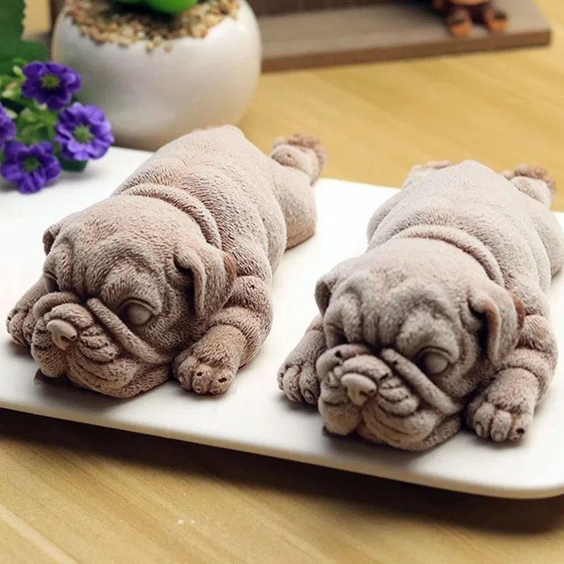 Sand Dog Ice Cream Fondant Mold Milk Chocolate Mold for Cake Decoration Cupcake Topper Candy Resin Clay Candle Soap Bath Bomb