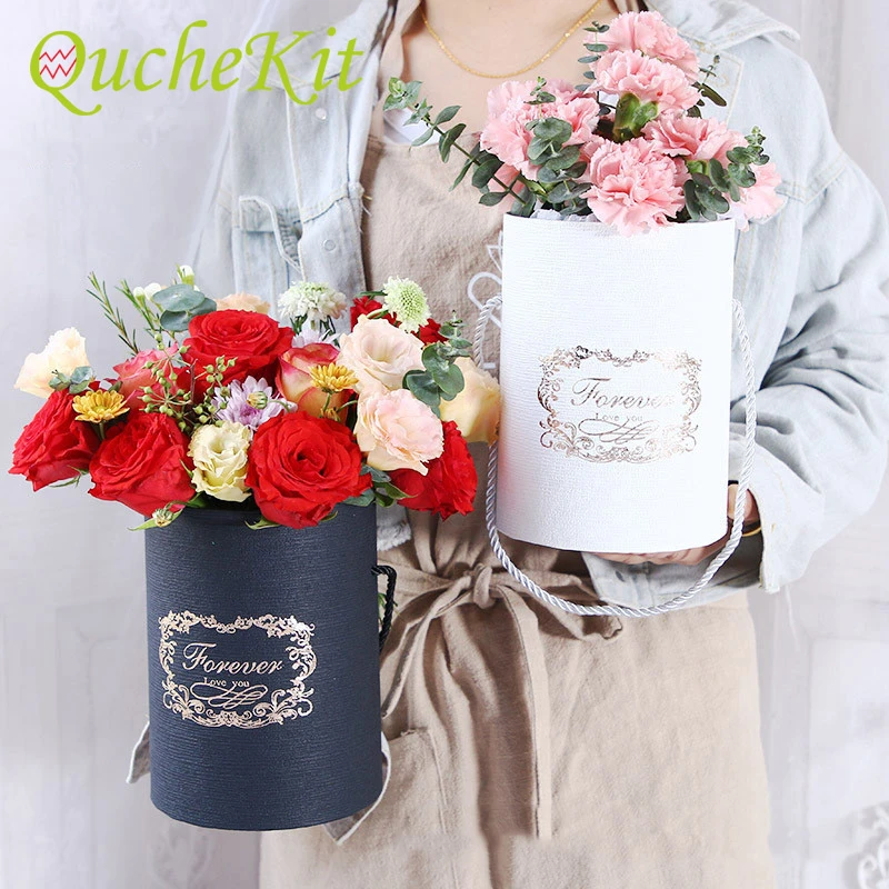 Duplicatie Nadenkend Deens Bloem Doos Luxe Bloem Boeket Verpakking Ronde Kartonnen Geschenkdozen  Knuffel Emmer Met Deksel Valentijn Wedding Party Gift Suppiles| | -  AliExpress