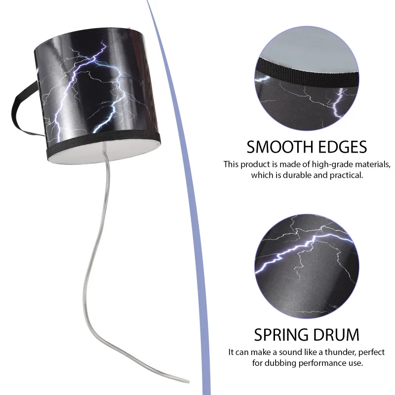 6 Inch Spring Drum Thunder Drum Sound Effect Instrument Wooden Portable Thunder Tube Sound Maker Simulation