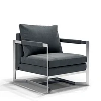 Postmodern simple metal frame single sofa low stool lounge chair 1
