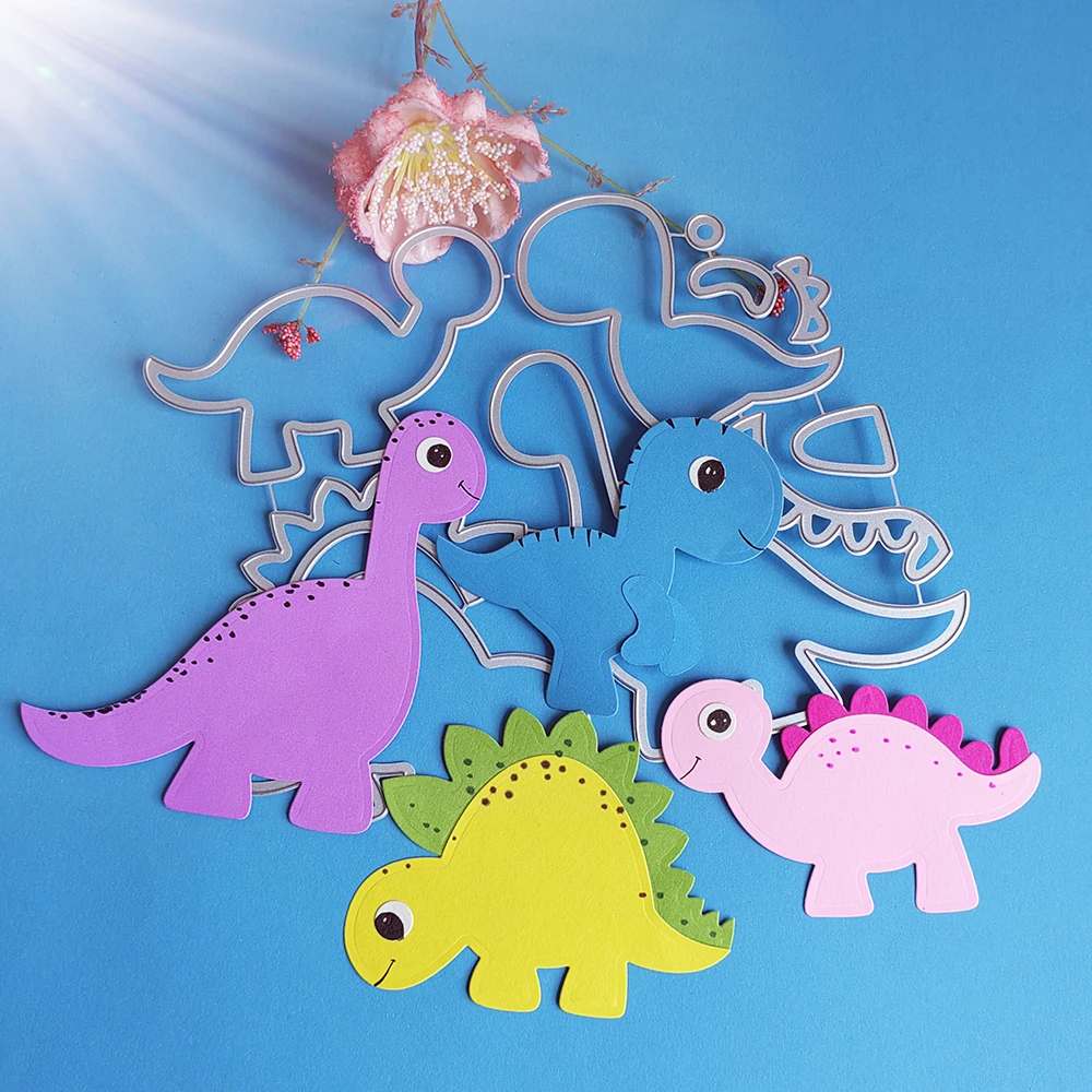 

Exquisite 4 dinosaurs cutting dies for English letters, scrapbooks, reliefs craft stamps, photo album puzzl