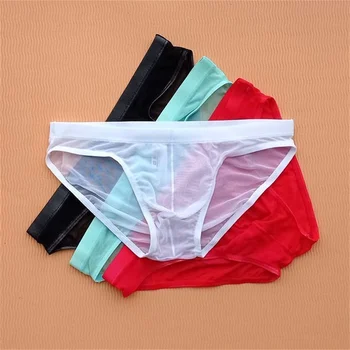 Sexy Full trasparente uomo prospettiva biancheria intima a rete Ultra-sottile traspirante vedere attraverso slip mutande erotiche maschili 1