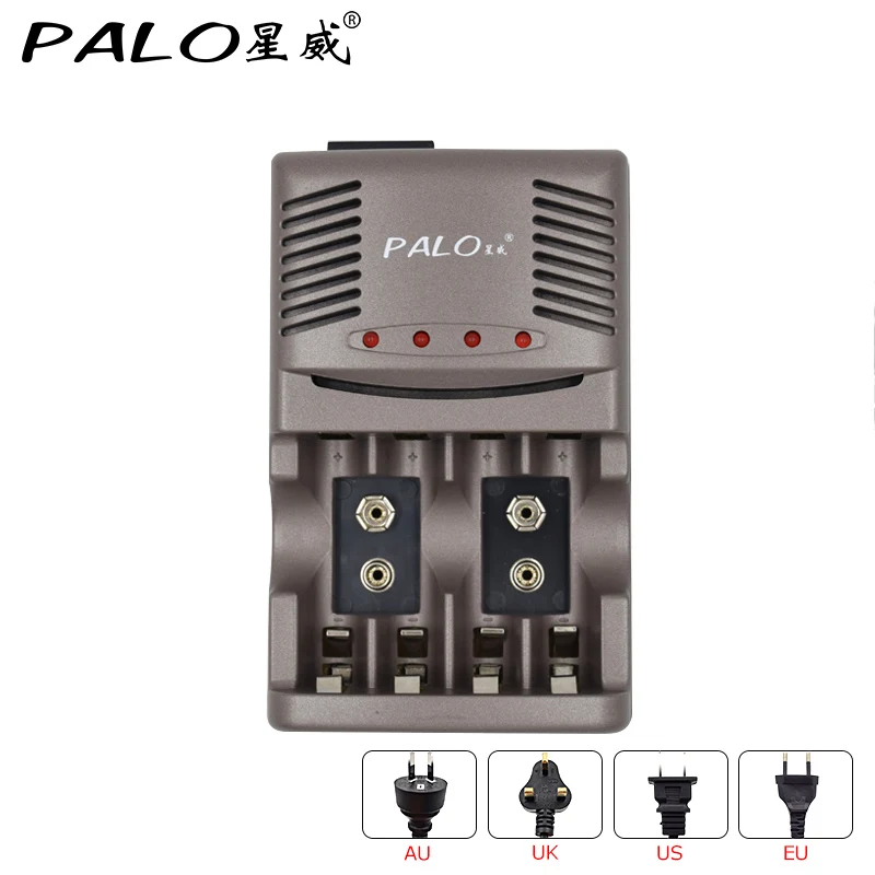 

4 solts smart rechargeable battery charger for AA AAA 9V Ni-MH Ni-Cd batteries / EU AU US UK plug