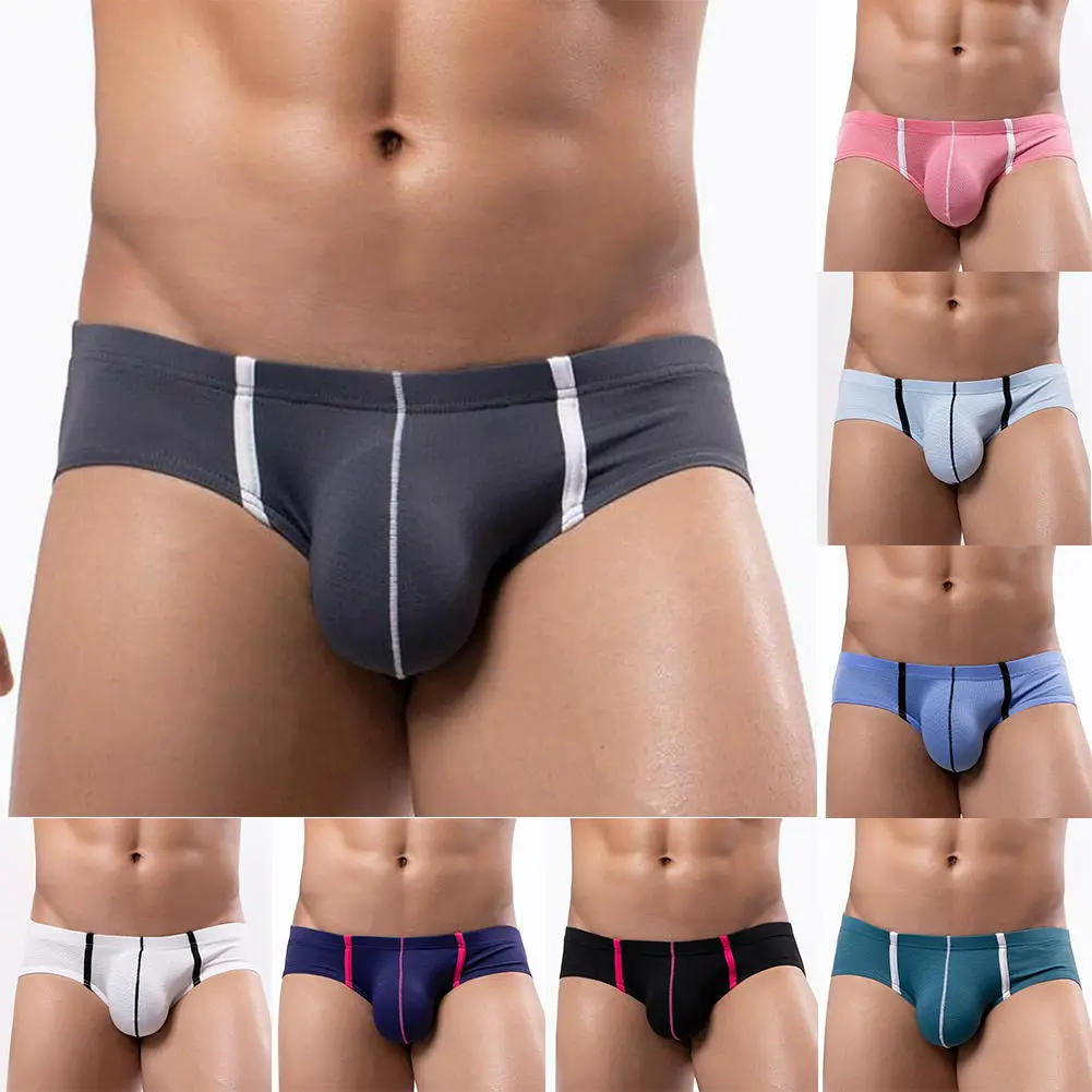 

Male 3D U Convex Pouch Panties Mesh Breathable Briefs for Men Low Waist Underwear With Ice Silk Nylon Sexy Bulge Ligerie Elastic