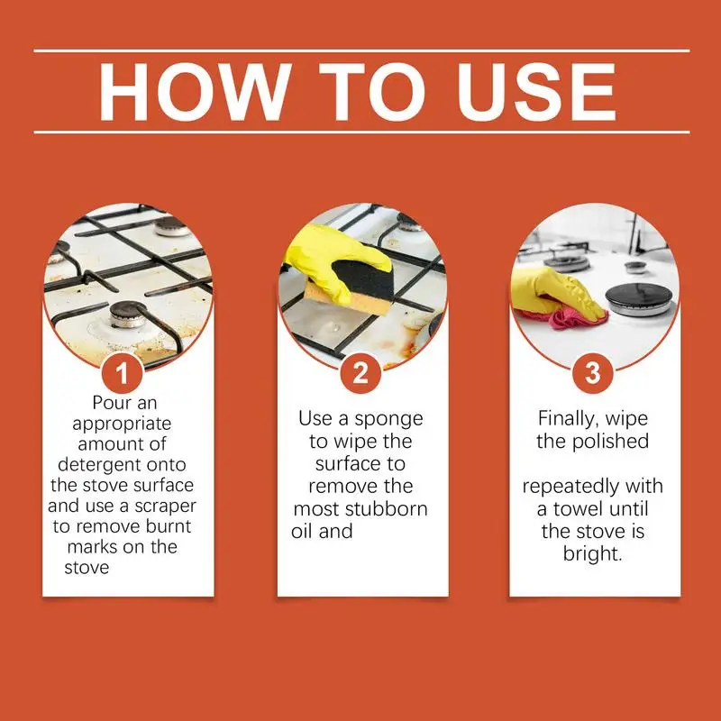 Stove Cleaning Kit Heavy Duty Cooktop Cleaner Non-Scratch Cleaning Kit Ceramic Non-Abrasive Powerful Kitchen Degreaser Stove