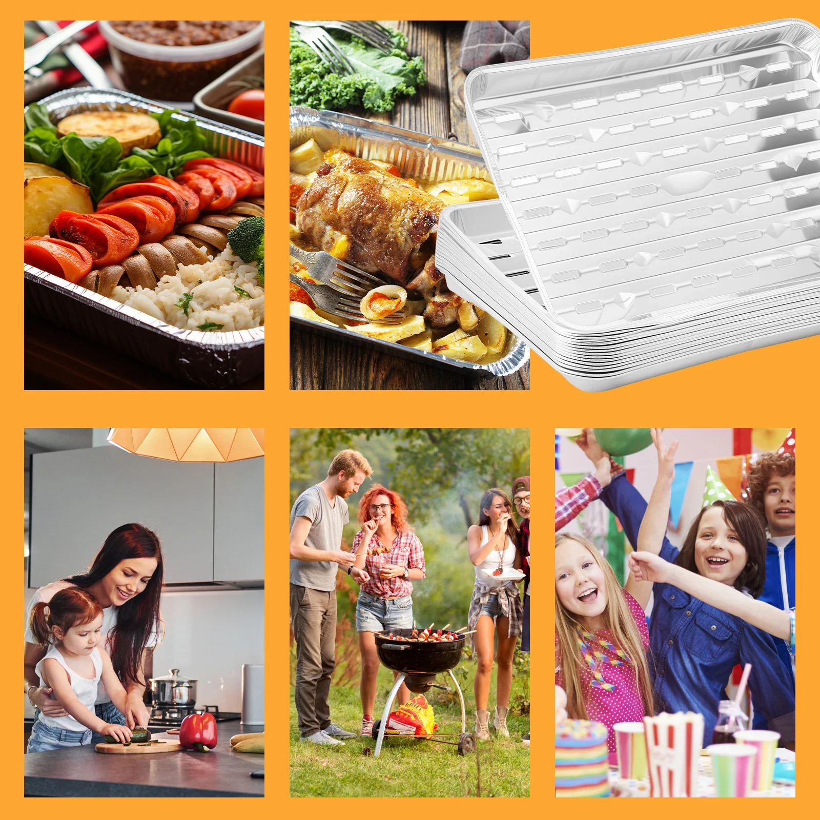 20Pcs Aluminum Foil Trays Rectangular Aluminum Foil Food Pan Heat Resistant Versatile Aluminum Foil Sheet Pan for Oven Steamer