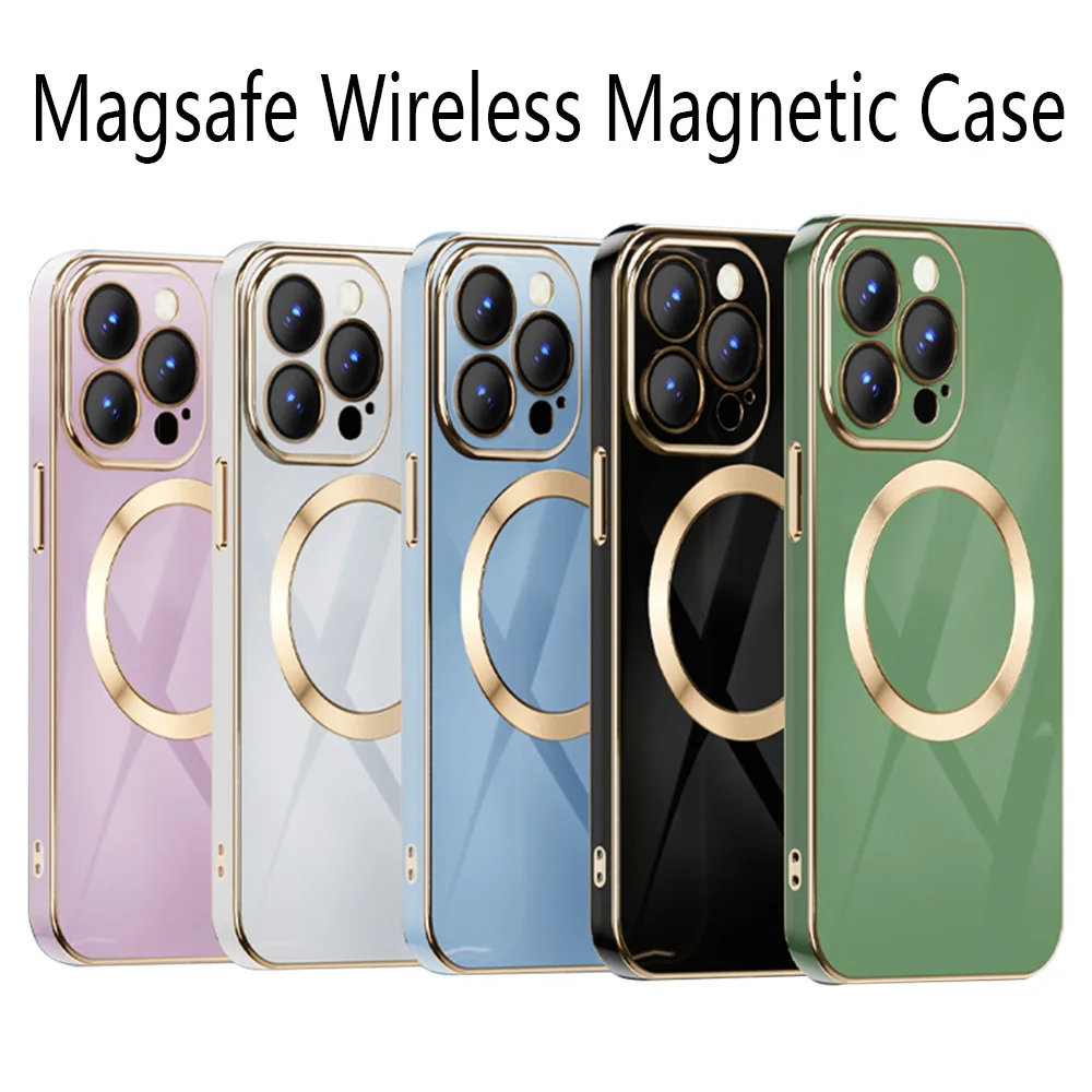 Luxury Plating Phone Case For iphone 13 12 11 Pro Max Magsafe Wireless Magnetic Charging Back Cover For iphone 13 Pro Max Cases