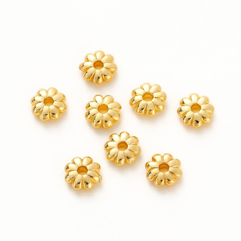 20Pcs/Lot 14/18K Gold Color Plated Brass Sunflower Flat Charms Loose Beads for DIY Necklace Earrings Jewelry Making Supplies