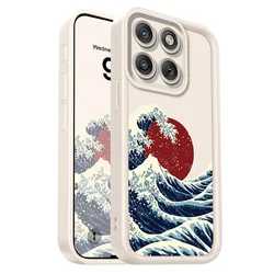 Red Sun Waves Staircase Soft Phone Case - Moto Edge 60 Stylus (White)