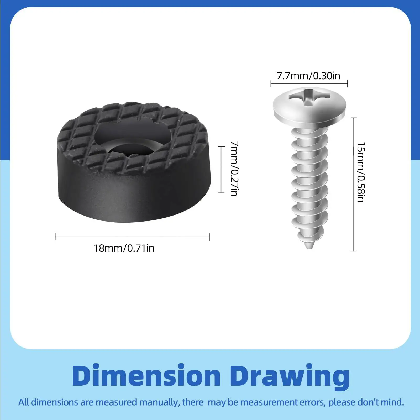 Non-Slip Round Rubber Furniture Pads with Screws - Set of 12