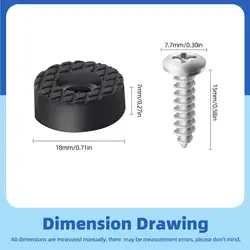 Non - Slip Round Rubber Furniture Pads with Screws - Set of 12 (12pcs 18mm)