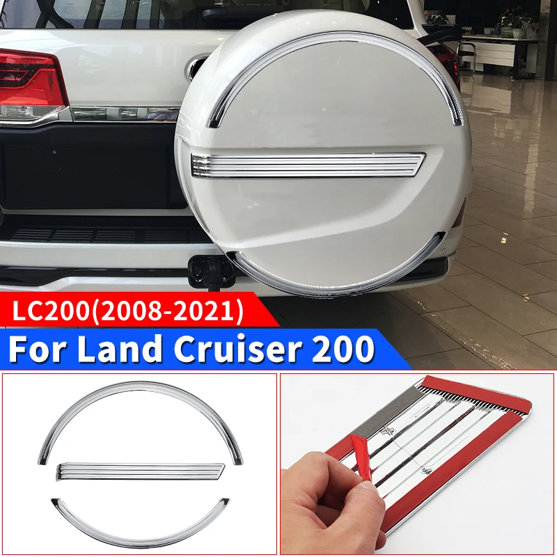 

For Toyota Land Cruiser 200 2008-2021 2020 2019 Spare tire Chrome Decorative strip LC200 FJ200 Exterior upgraded Accessories
