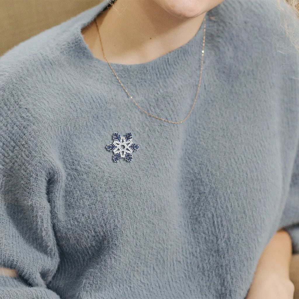SAVOYSHI Luxury Snowflake Brooches For Mens Women Gift Blue Rhinestone Zircon Badge Pin Suit Coat Dress Sweater Accessories