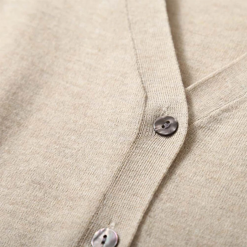 Women Sweater Mulberry Silk Cashmere Blend Solid Colors V Neck Buttons Down Long Sleeve Knit Cardigan Top Coat Warm XL XXL LY049 6