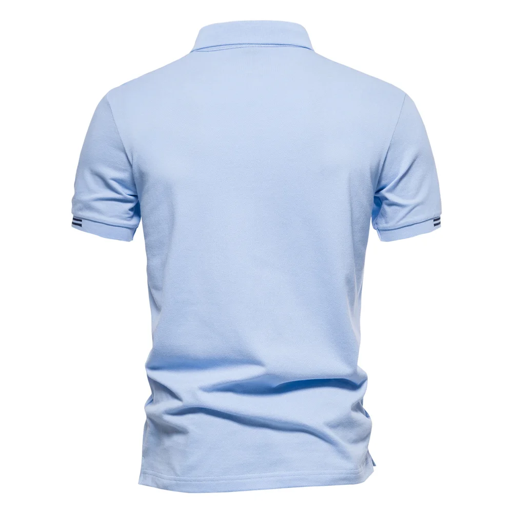 AIOPEON 100% Cotton Men's Solid Color Short Sleeve Polo Shirt - Casual Summer Designer Wear