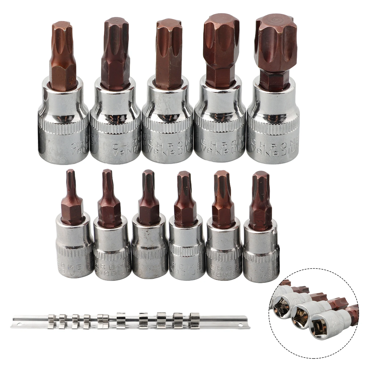 

3/8 1/4inch Socket Bits 11pcs/set Chrome Vanadium Steel Electric Screwdriver Hand Tool Precision Screwdriver Durable Practical