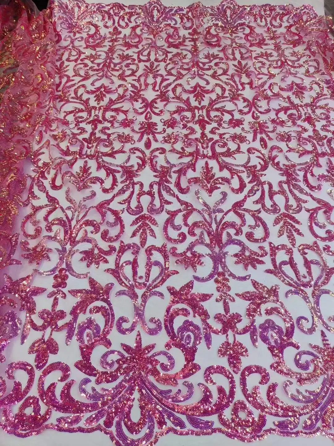 

Beautiful Colorful Sequins Embroidery French Tulle Mesh African Fabric Lace For Party Ladies's Evening Dresses Weddings 5yards