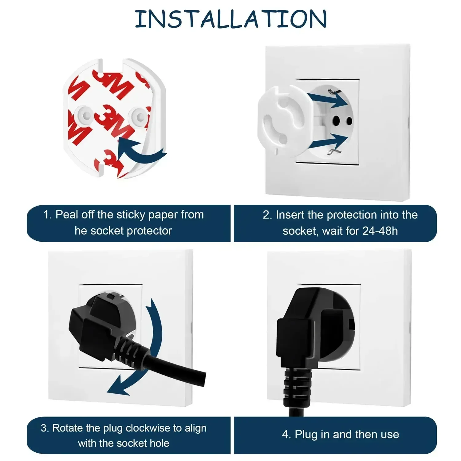Child care, baby safety protection, 10 plastic sockets to protect electric shock holes, electronic safety lock socket cover