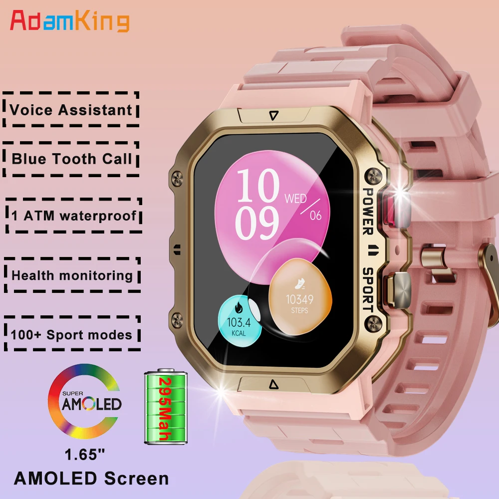 

1.65" Men Women 1ATM Waterproof Blue Tooth Call Smart Watch Heart Rate Blood Oxygen Sports Fitness Voice Assistant Smartwatch