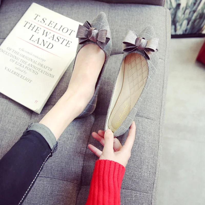 Spring Autumn New Women Shoes Casual Flats Shoes Woman Plus Size Flats Fashion Butterfly-knot Slip-on Loafers Ladies Boat Shoes