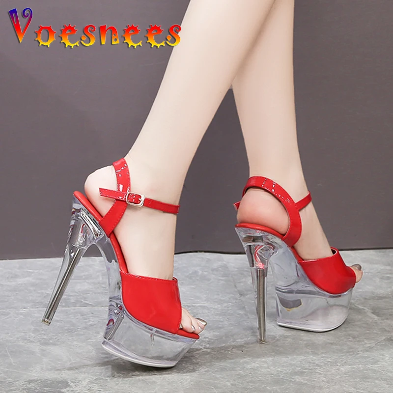 

Plus Size 14.5CM Party Women Shoes Sexy Platform Pole Dance High Heels Summer Night Club Buckle Strap Sandals 2023 New Drop Sale