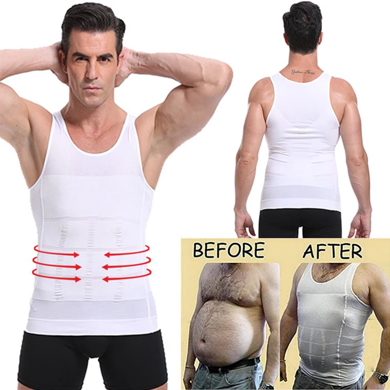 Men's Shapewear Corset Vest Shirt Compression Abdomen Tummy Belly Control Slim Waist Cincher Underwear Slimming Body Sports Vest