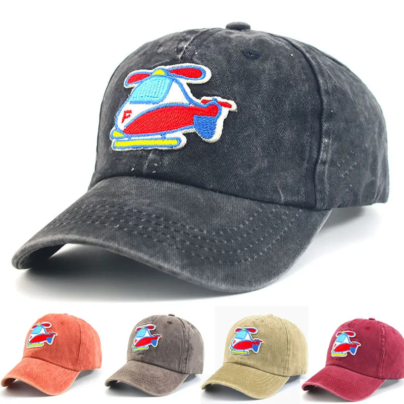 

Boys Girls Baseball Caps Washed Cotton Helicopter Embroidered Fun Cute Visor Hat Kids Cap For Girl Boy Summer Spring Autumn
