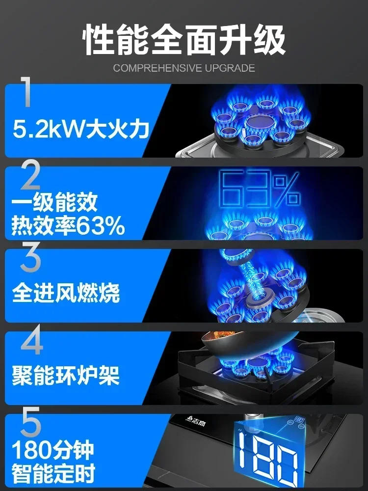 Gas stove 5.2KW Zhigao stove household single stove embedded table type natural single eye liquefied gas fierce fire 4