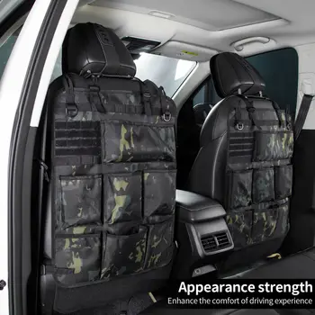 Organizer Universale per Sedile Auto Stile Militare, Borsa Portaoggetti Mimetica con 7 Tasche, Organizer Tattico per Auto, Camion, SUV