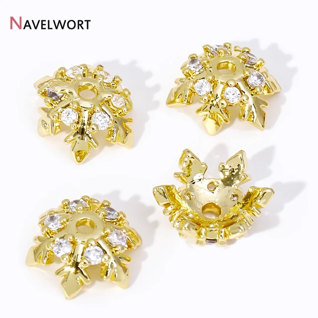 18K Gold Plated Leaf Bead Caps 1
