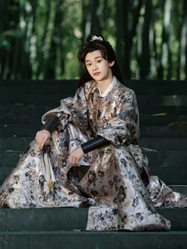 Hanfu men's round-neck robe ancient costume style new Taoist in