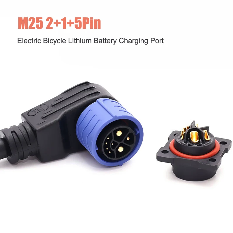 Conector da Bateria do Lítio do Veículo Elétrico Soquete Masculino e Fêmea Cabo do Porto de Carregamento M25 Mais + Mais + Mais 8pin