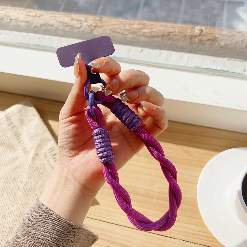 Korea Universal Geflochtene Handy Kurze Lanyard Strap Hängende Kette Ring Schnur mit Patch Handgelenk Strap Handy Abnehmbare – Detail 16